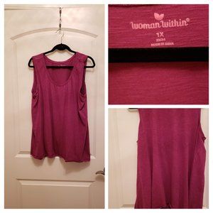 Pink slub style knit tank top